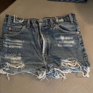 Levi's Blue Distressed Jean Shorts